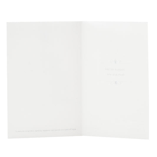 Hallmark Christmas card - Signature Ornament, inside view, features blank interior with subtle design elements.