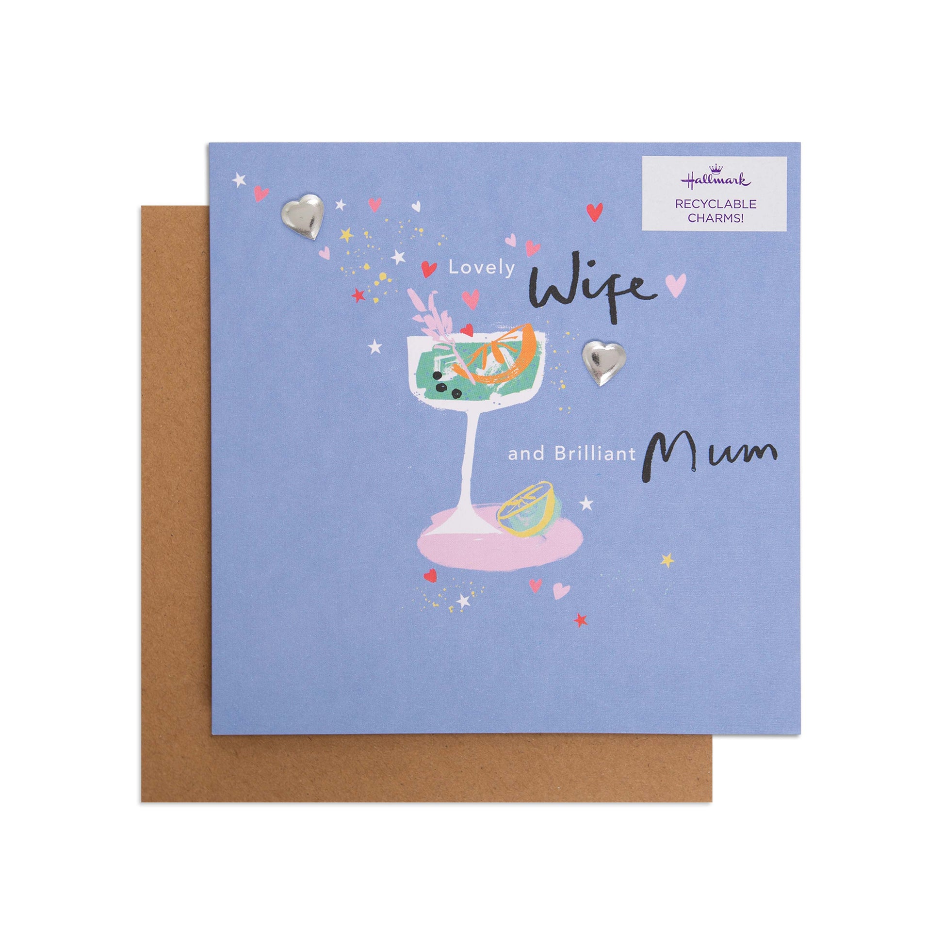 Mother's Day Card - Cute Cocktail design featuring a cheerful cocktail illustration and recyclable charm details.