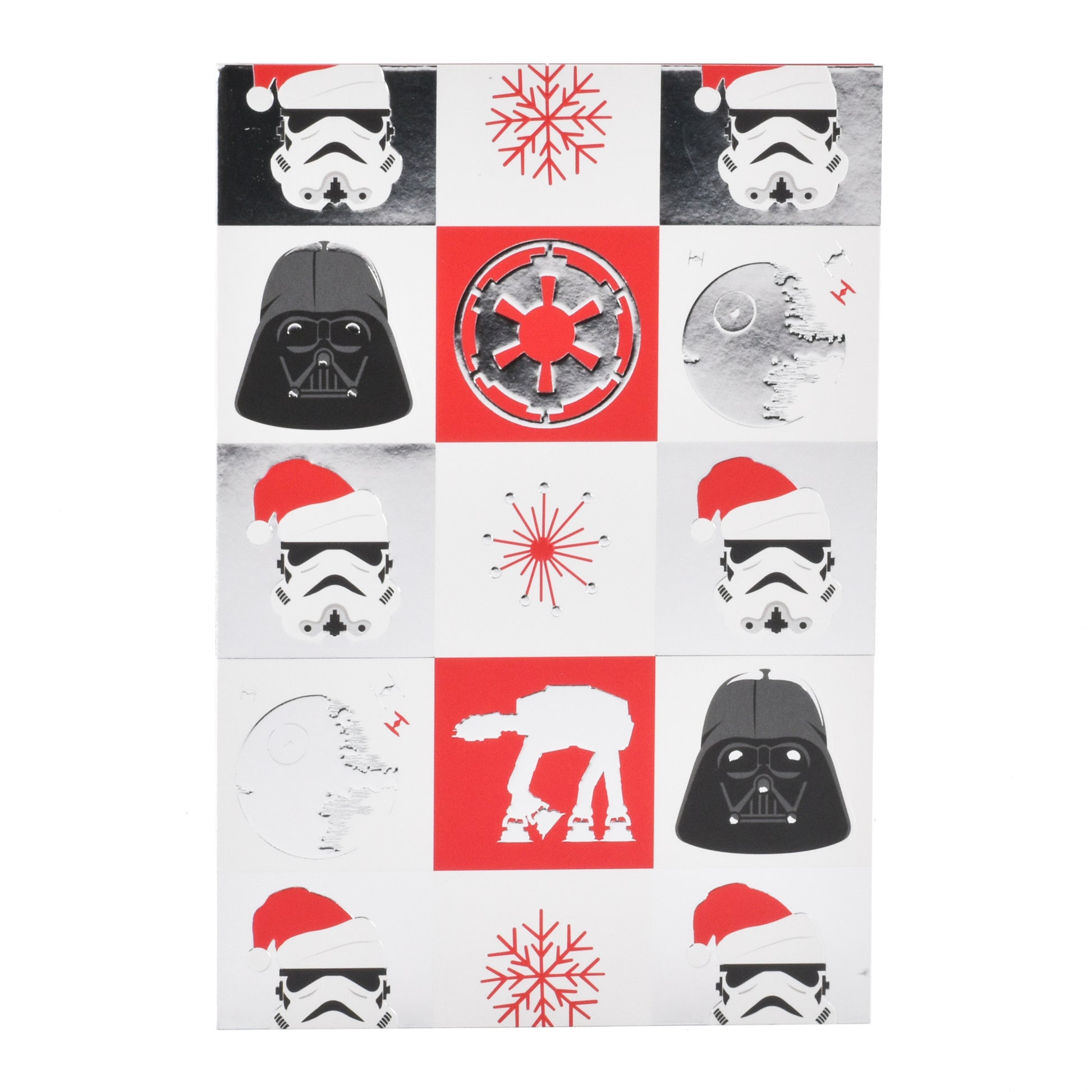 Hallmark Christmas Card - Star Wars™ Festive Spirit with metallic accents, featuring Stormtroopers and Darth Vader in a festive design.