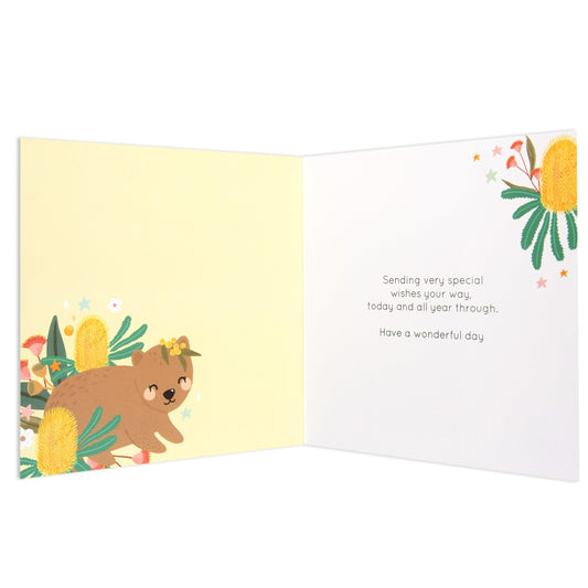 Australian Spirit Bush Buddies Birthday Card  - Wombat