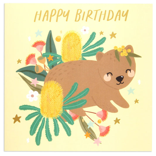 Australian Spirit Bush Buddies Birthday Card  - Wombat