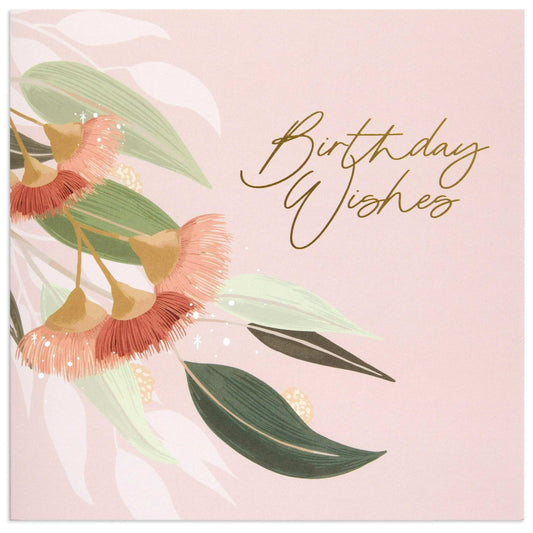 Australian Spirit Among The Gum Trees Birthday Card - Pink Eucalyptus