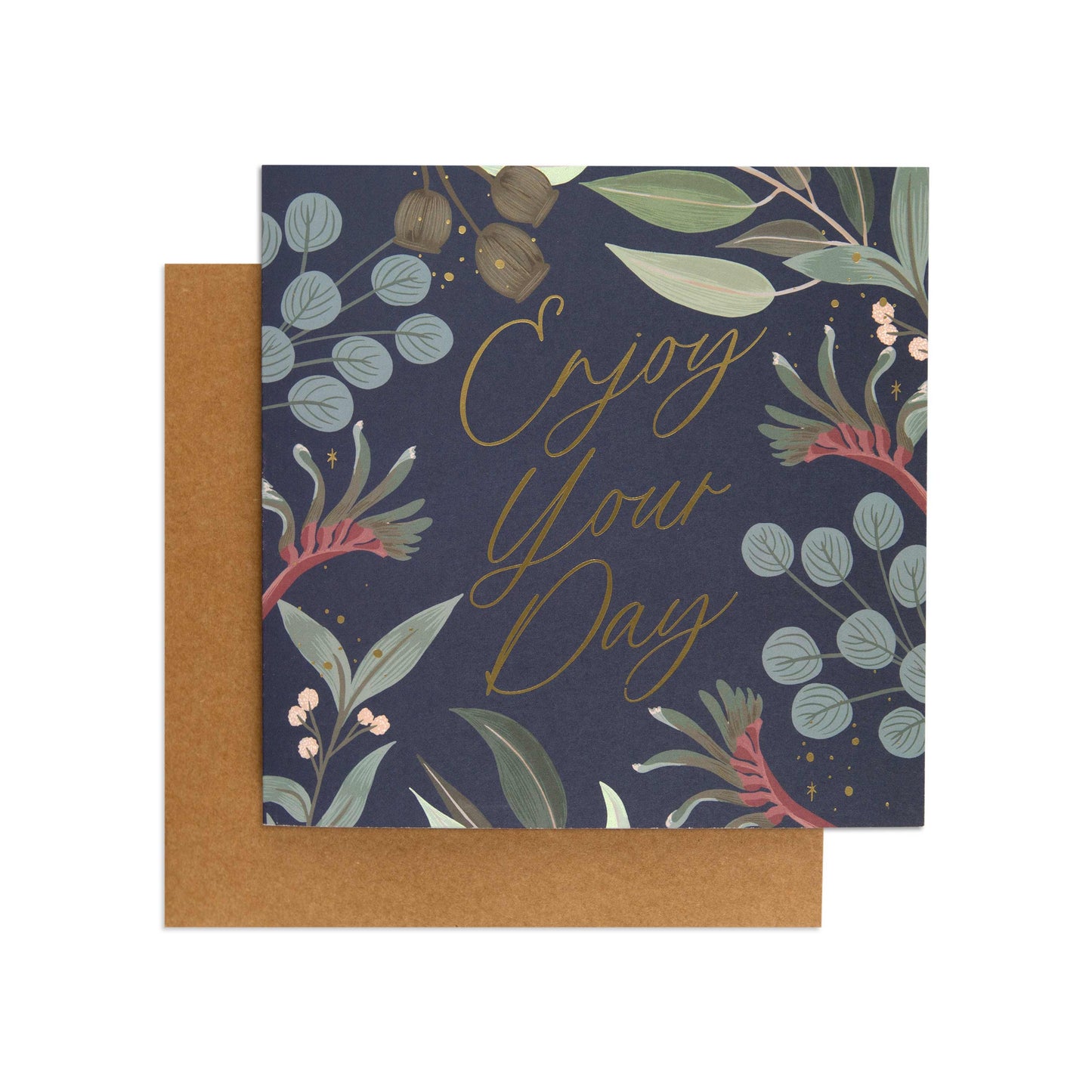 Australian Spirit Among The Gum Trees Birthday Card - Navy Native Floral