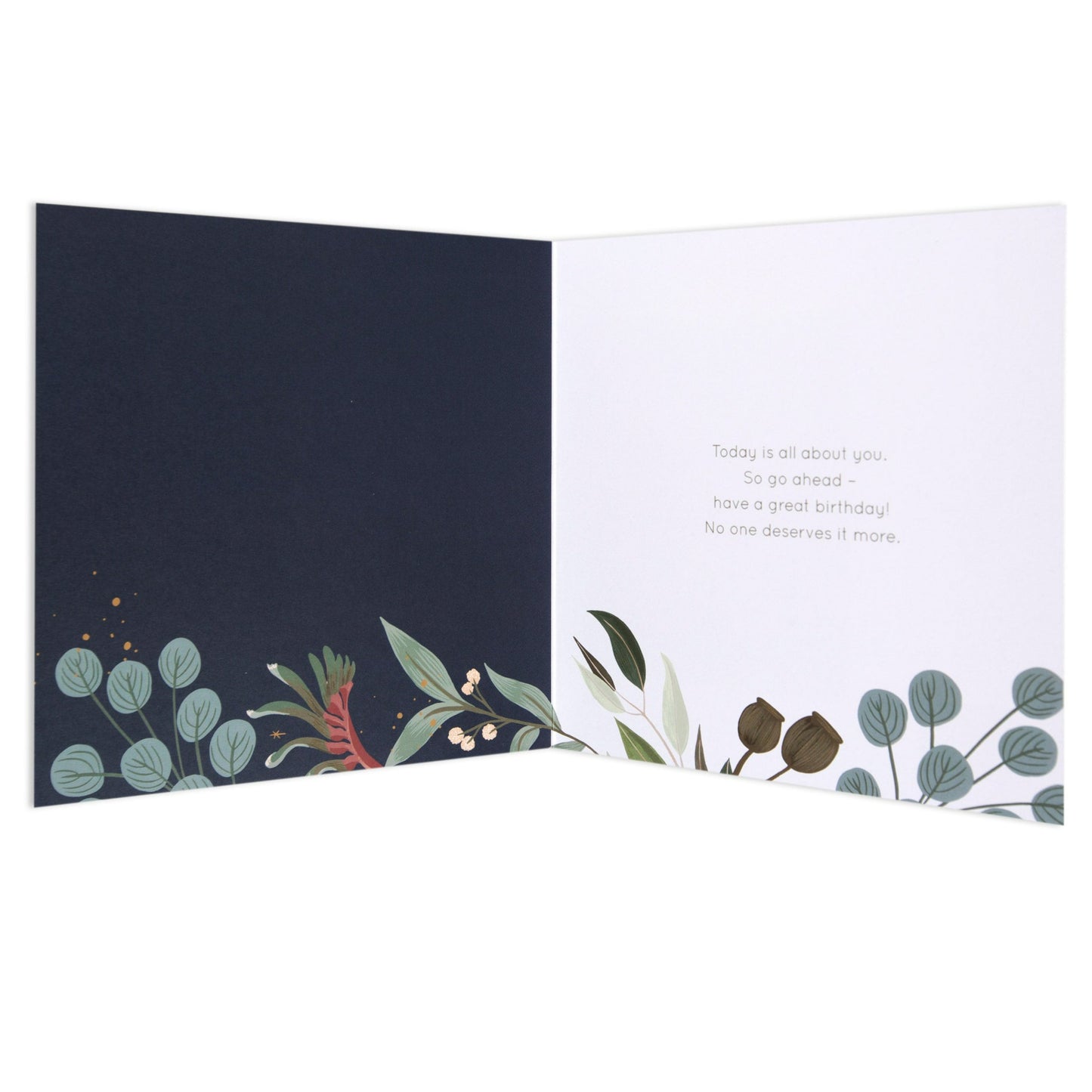 Australian Spirit Among The Gum Trees Birthday Card - Navy Native Floral