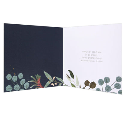 Australian Spirit Among The Gum Trees Birthday Card - Navy Native Floral
