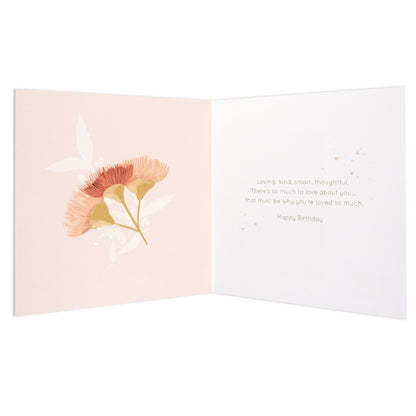 Australian Spirit Among The Gum Trees Birthday Card For Daughter - Pink Native Floral