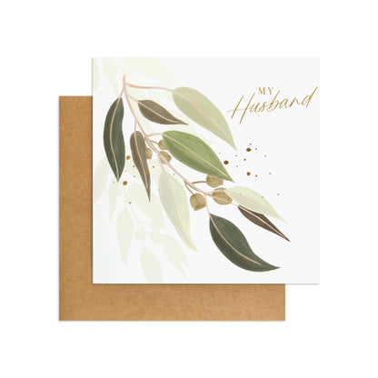 Australian Spirit Among The Gum Trees Birthday Card For Husband - White Eucalyptus