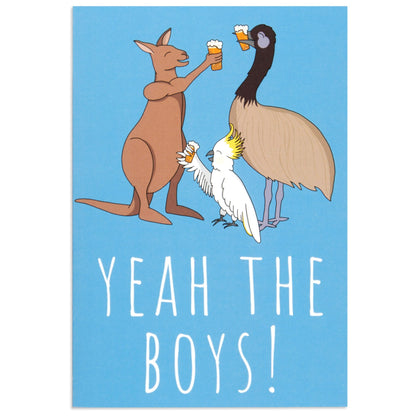 Australian Spirit Good On Ya Birthday Card - Kangaroo, Emu & Cockatoo