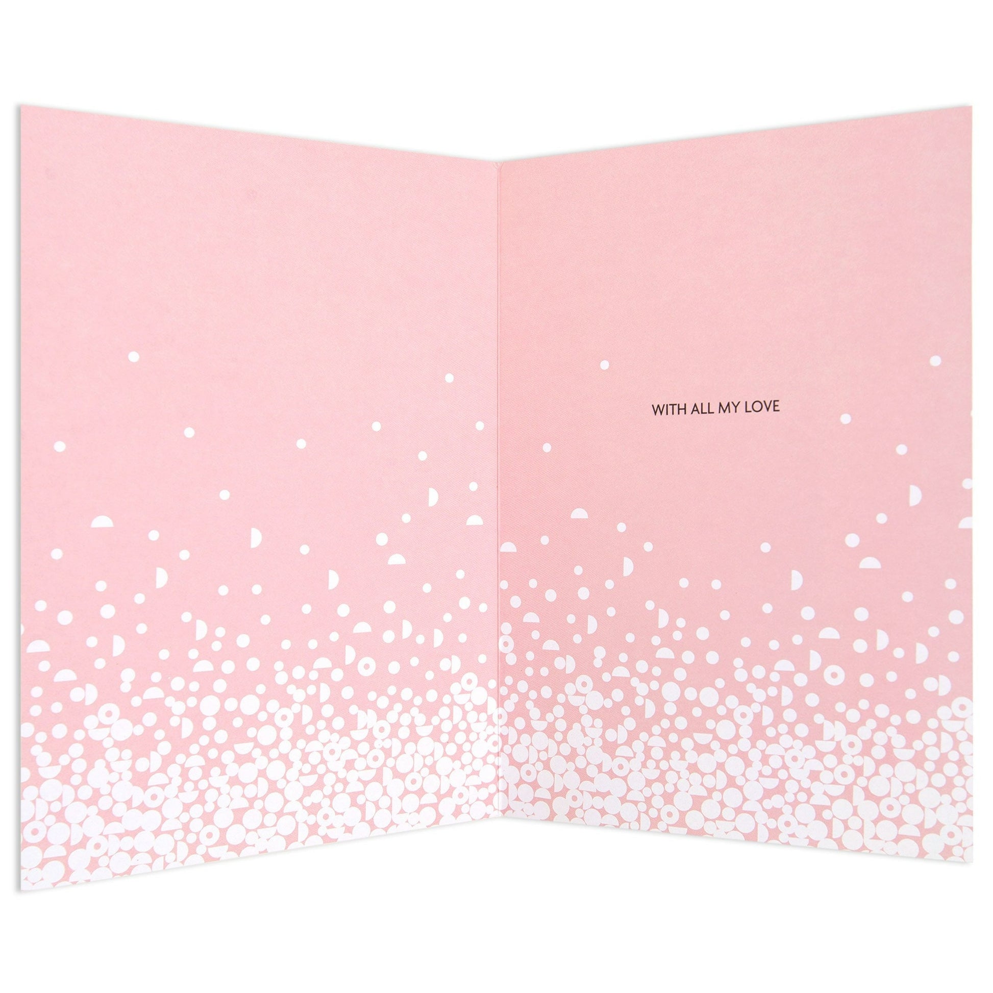Mother's Day Card - Glittering Confetti interior featuring pink confetti design and message 'WITH ALL MY LOVE'