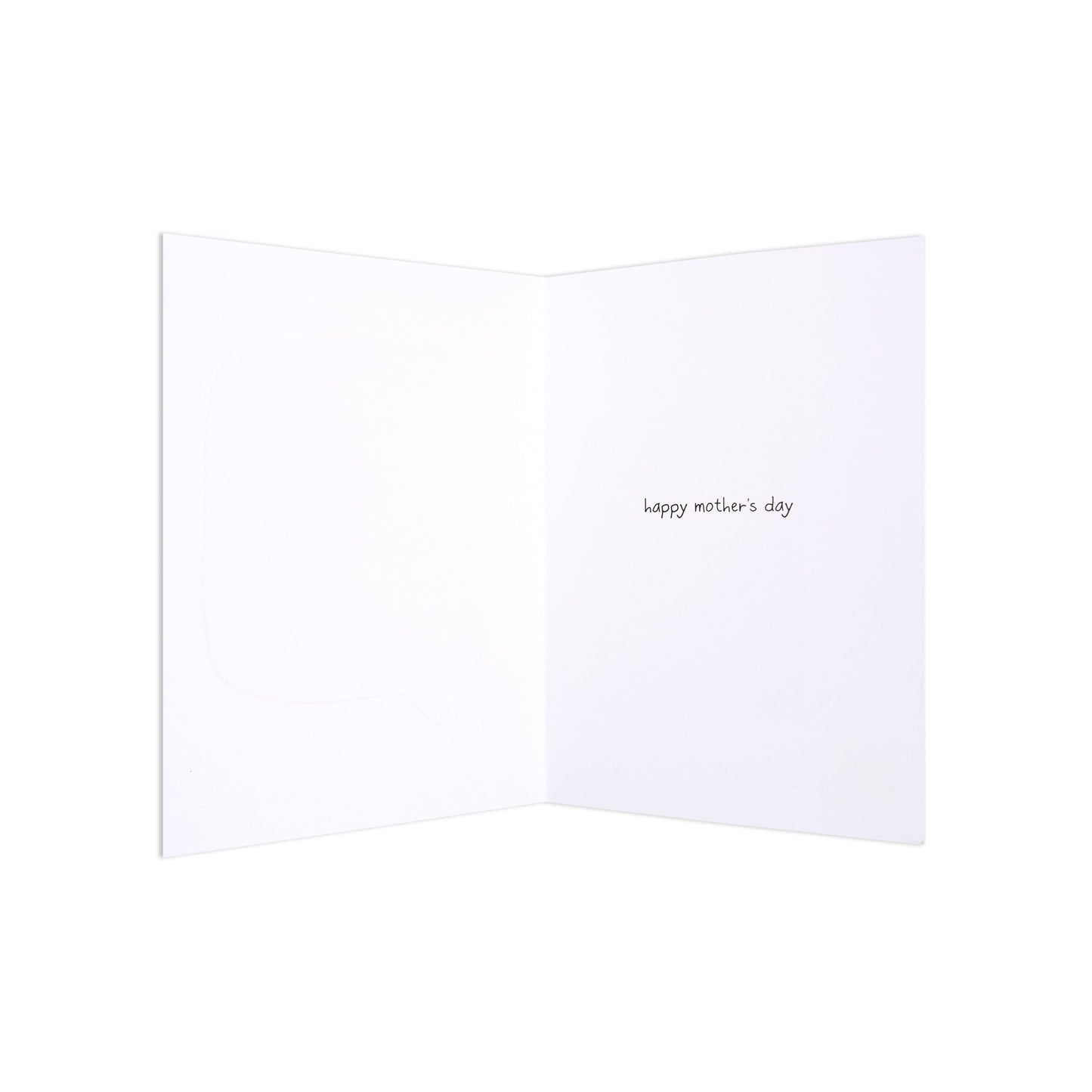 Happy Jackson Mother's Day Card - Just Wonderful, inside view, features handwritten message saying 'happy mother's day' on blank paper.