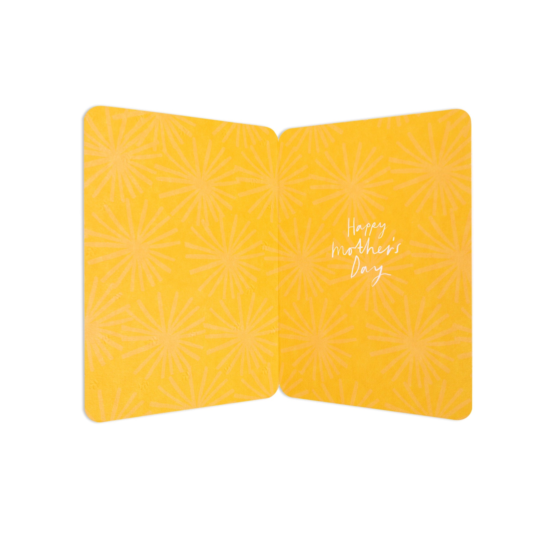Mother's Day card from daughter - totally amazing with yellow floral pattern inside featuring 'Happy Mother's Day' message.