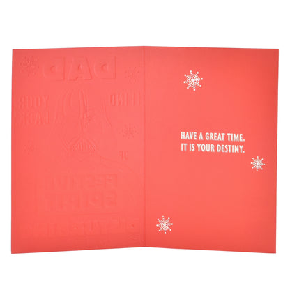 Hallmark Christmas card for Dad - Star Wars™ Darth Vader, interior design featuring embossed Vader, red background, holiday message and snowflakes.
