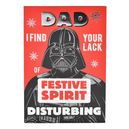 Hallmark Christmas card for Dad - Star Wars™ Darth Vader featuring red and black design with snowflakes and humorous text.