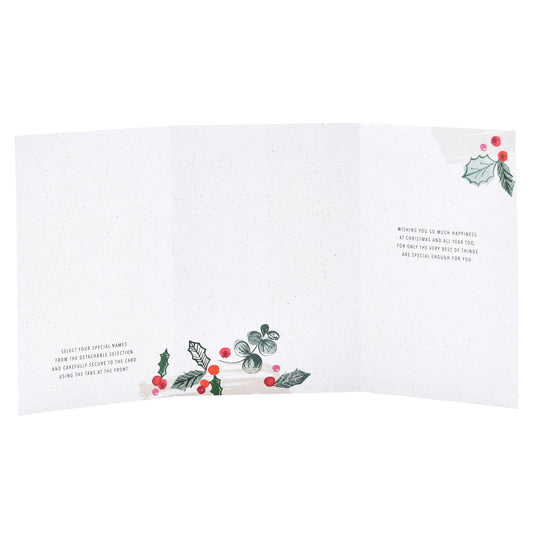 Hallmark Personalised Christmas Card For Grandparents - Wreath, inside view featuring festive holly and berry illustrations with heartfelt message.
