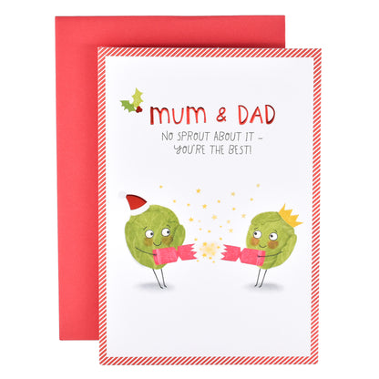 Hallmark Christmas Card For Mum & Dad - Brussels Sprouts