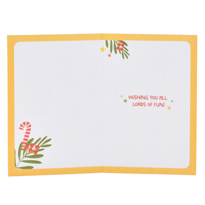 Hallmark Christmas Card - Kangaroo Beach, open view, featuring colourful festive message and candy cane illustration.