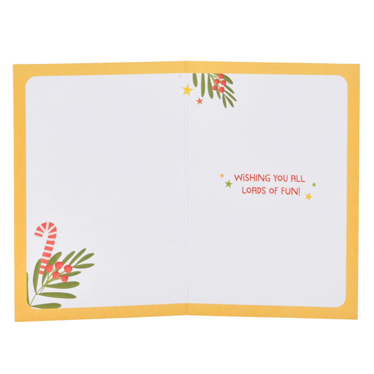 Hallmark Christmas Card - Kangaroo Beach, open view, featuring colourful festive message and candy cane illustration.