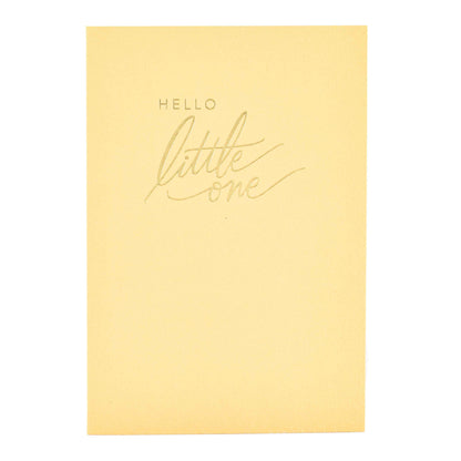 Signature Studio New Baby Card - Welcome Little One! in yellow with embossed gold foil lettering, front design detail