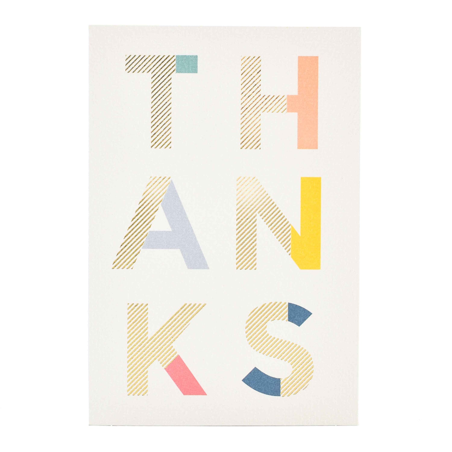 Signature Studio Thank You Card - Thanks So Much with colourful typography and embossed design on a white background.
