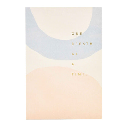 Signature Studio Encouragement Card - Peace & Comfort, featuring soft colours and gold foil text reading 'ONE BREATH AT A TIME'.