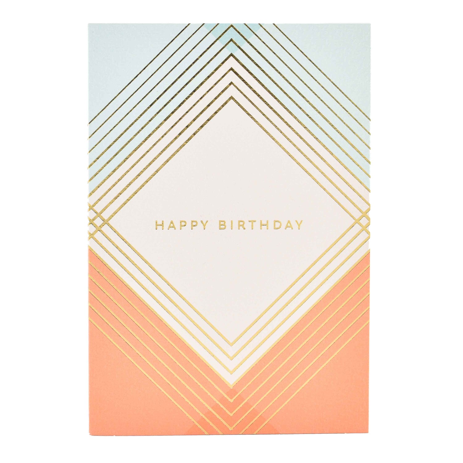 Signature Studio Birthday Card - Gorgeous Geometric featuring gold foil accents and an embossed 'HAPPY BIRTHDAY' design in a diamond pattern