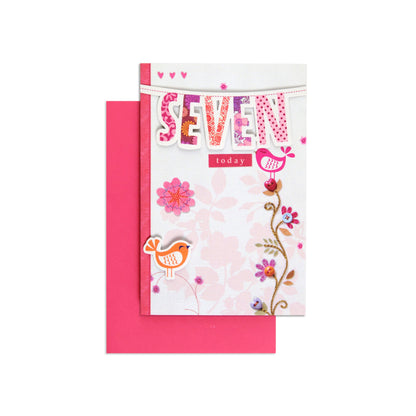 Lovely Illustrated 7th Birthday Card