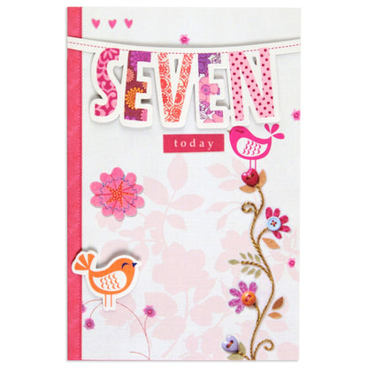 Lovely Illustrated 7th Birthday Card
