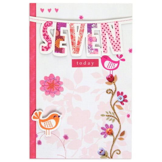 Lovely Illustrated 7th Birthday Card