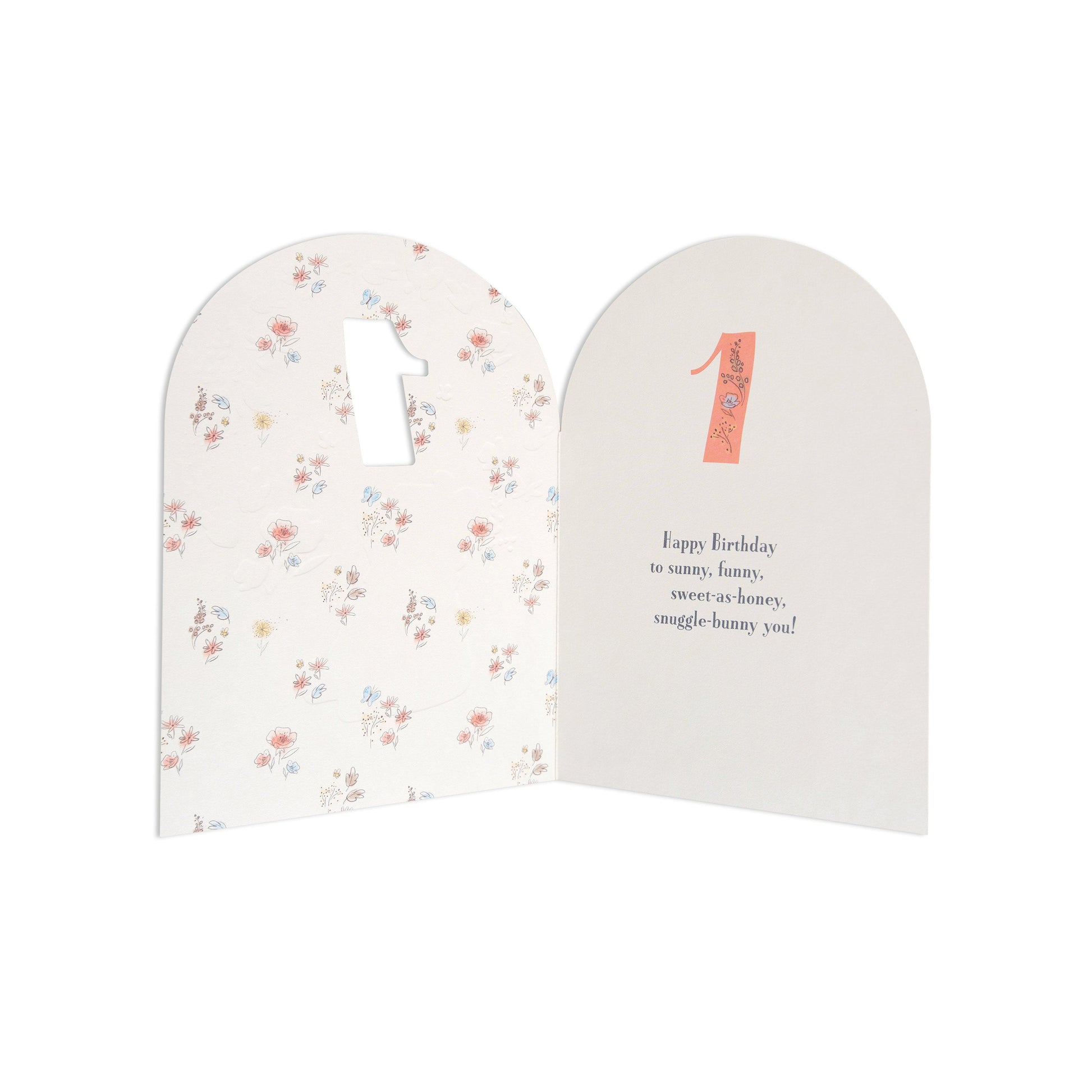 Lovely Disney Winnie The Pooh Sweet As Honey 1st Birthday Card featuring floral patterns and a cut-out number 1 inside.