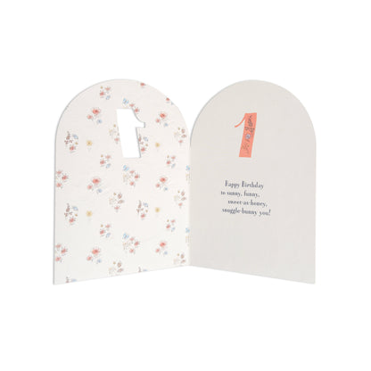 Lovely Disney Winnie The Pooh Sweet As Honey 1st Birthday Card featuring floral patterns and a cut-out number 1 inside.