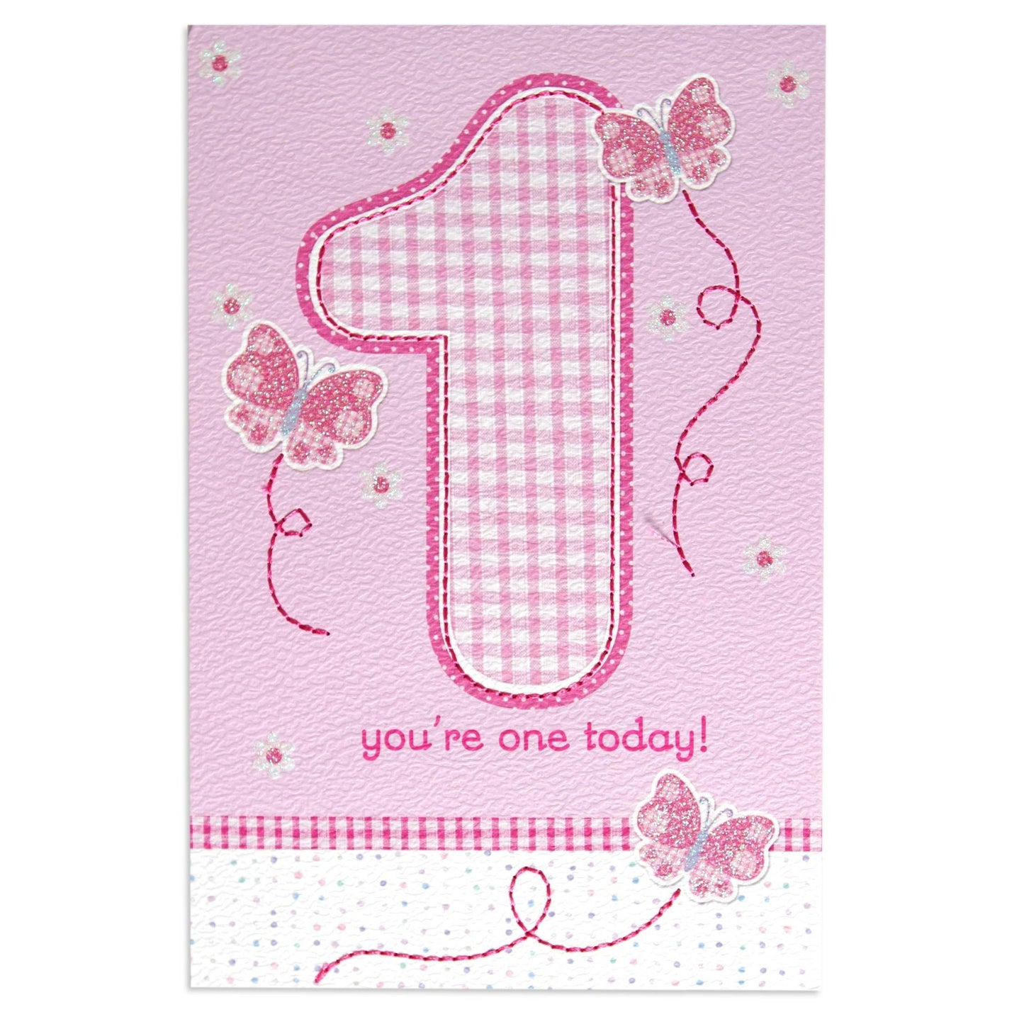 Bright Pretty Pink 1st Birthday Card