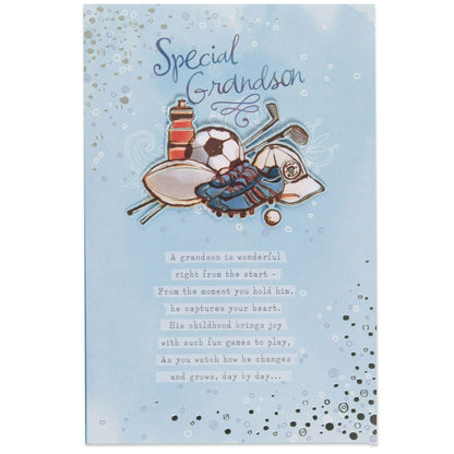Sporty & Sentimental Grandson Birthday Card