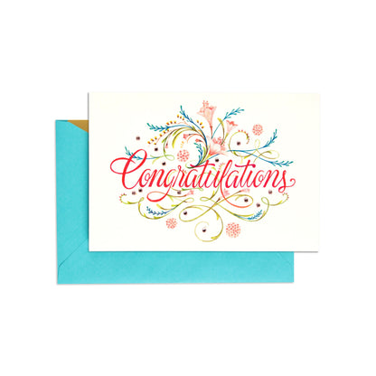 Floral Script Elegant Congratulations Card