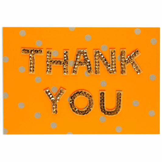 Orange Sequin Colourful Thank You Card