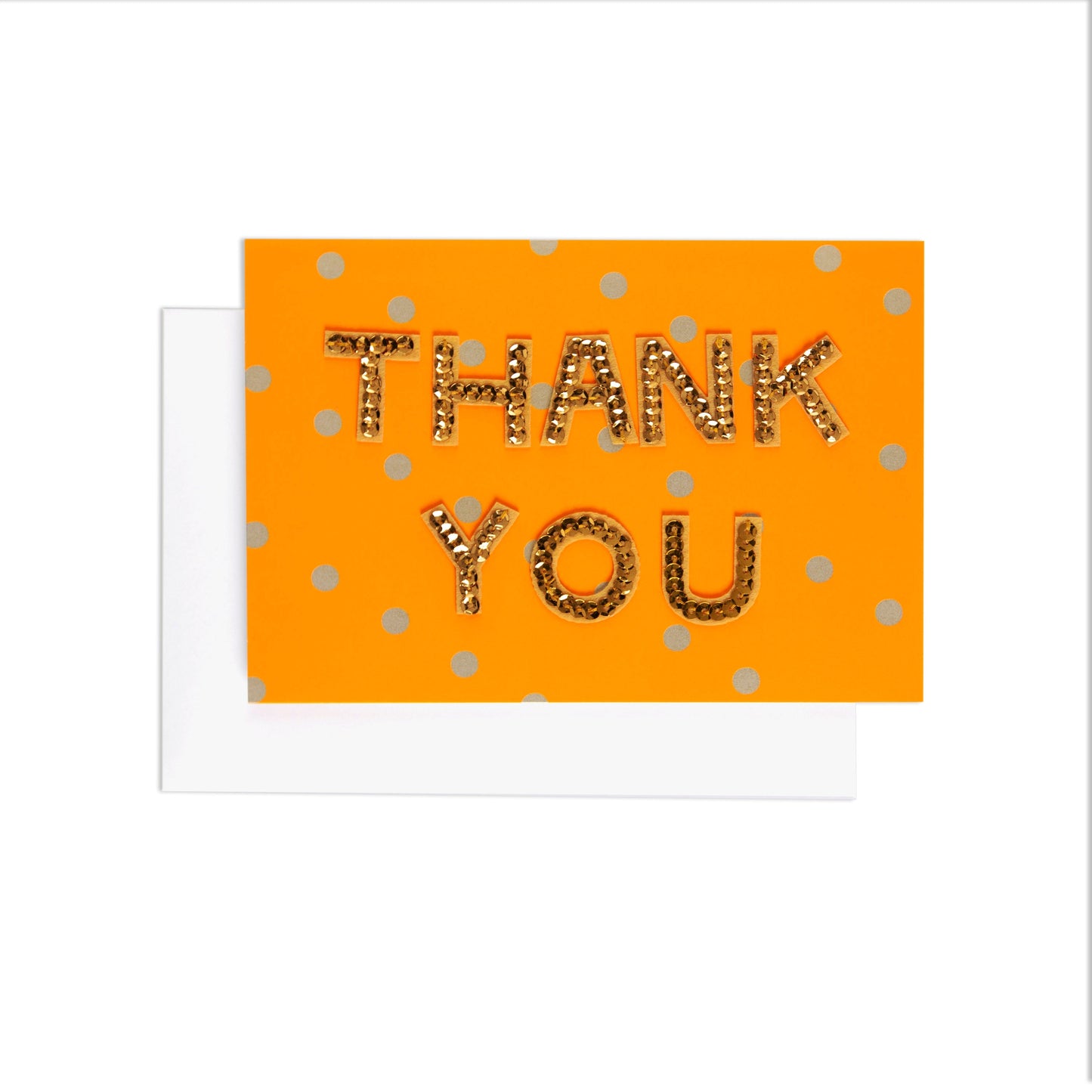 Orange Sequin Colourful Thank You Card