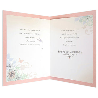 Elegant Illustrated 21st Birthday Card