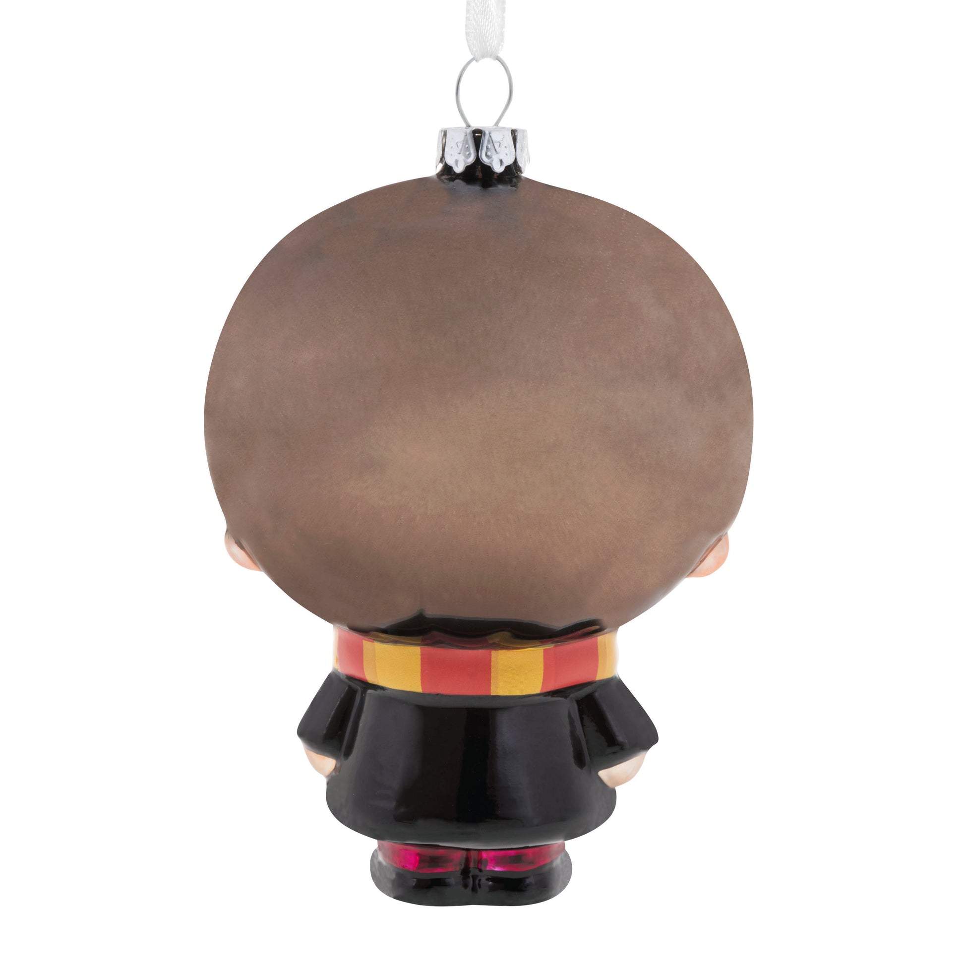 Harry Potter - Hallmark Glass Christmas Ornament in stylised design, featuring the back view with Gryffindor scarf, 10 cm.