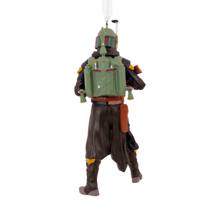Star Wars™: The Book of Boba Fett - Hallmark Christmas Ornament featuring detailed back view of Boba Fett with jetpack and robes.