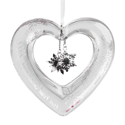 Our First Christmas Heart Glass — Hallmark Keepsake Ornament, elegant glass heart with dangling snowflake charms, 2022 dated