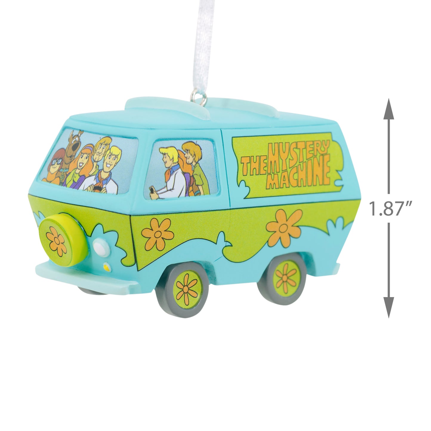Scooby-Doo Mystery Machine - Hallmark Christmas Ornament featuring vibrant colours, side view showing characters, 4.8 cm tall.