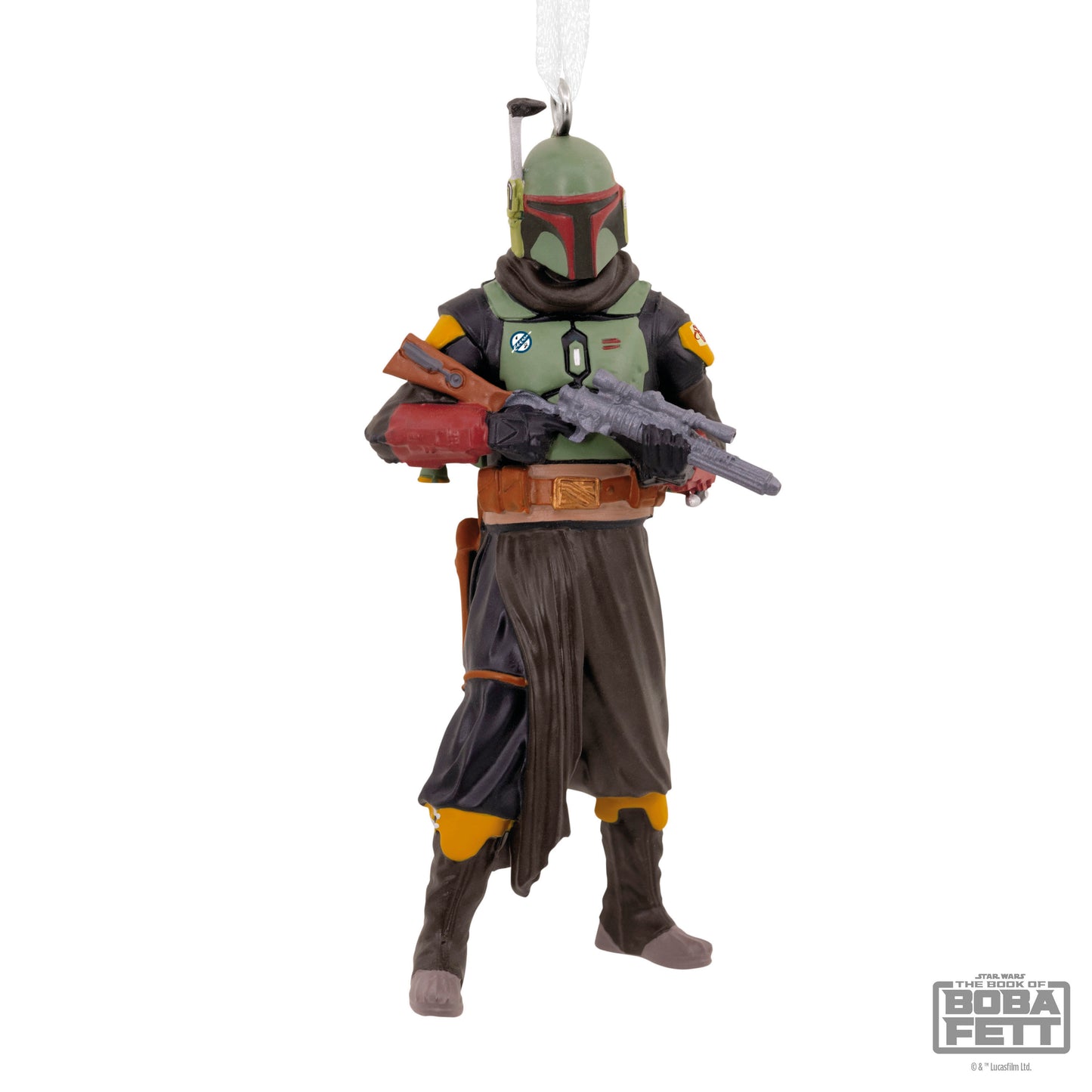 Star Wars™: The Book of Boba Fett - Hallmark Christmas Ornament featuring a detailed Boba Fett decoration in armoured look, holding a weapon.