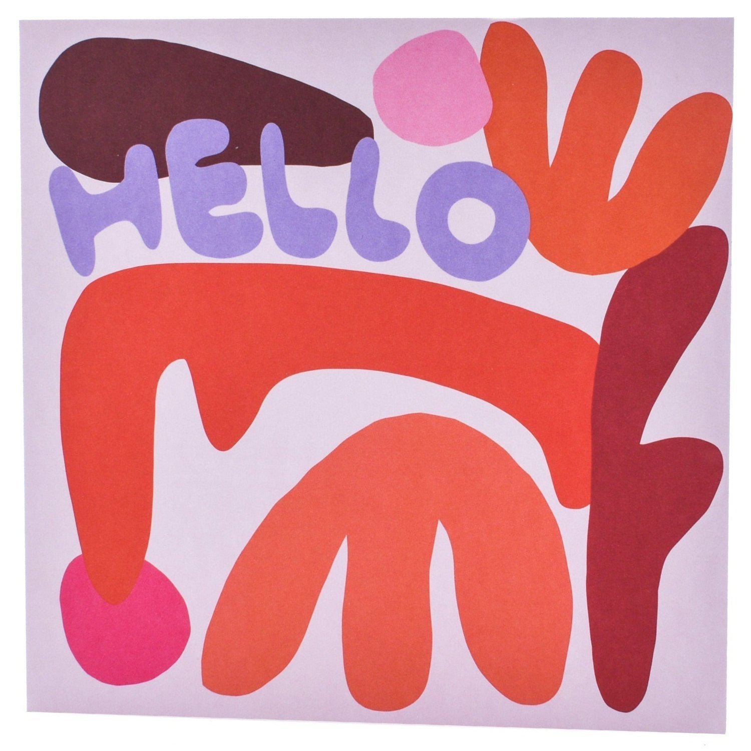 Abstract Hello by Xander Holliday Blank Card featuring colourful shapes and vibrant colours on a textured background, 16cm
