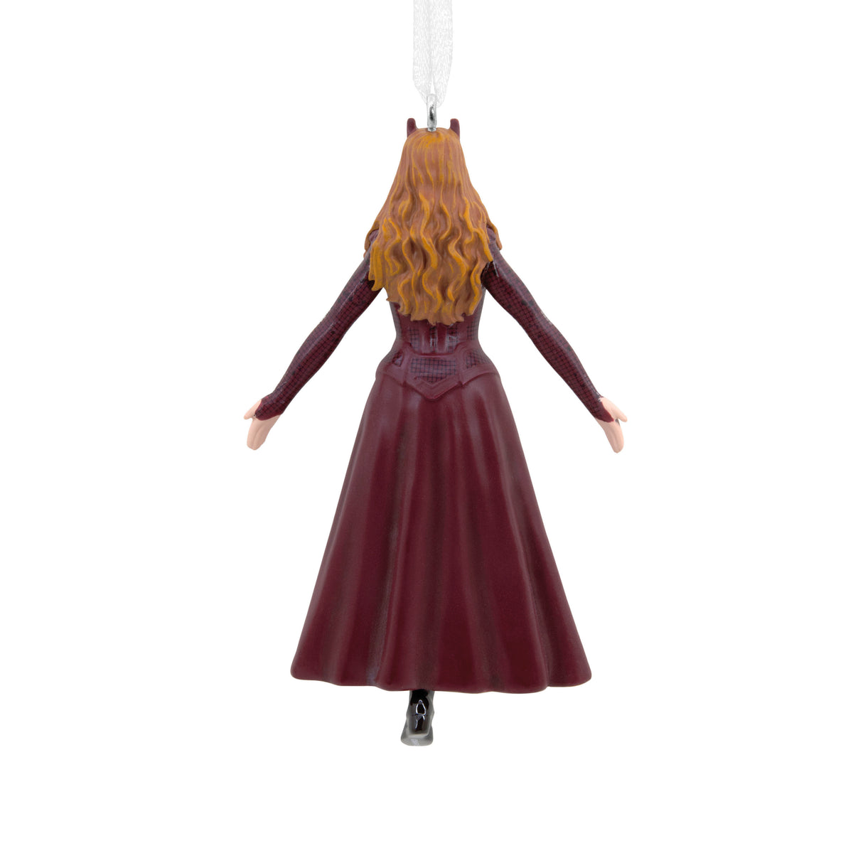 Marvel Studios Scarlet Witch Doctor Strange in the Multiverse of Madness - Hallmark Christmas Ornament, detailed back view with flowing burgundy dress.