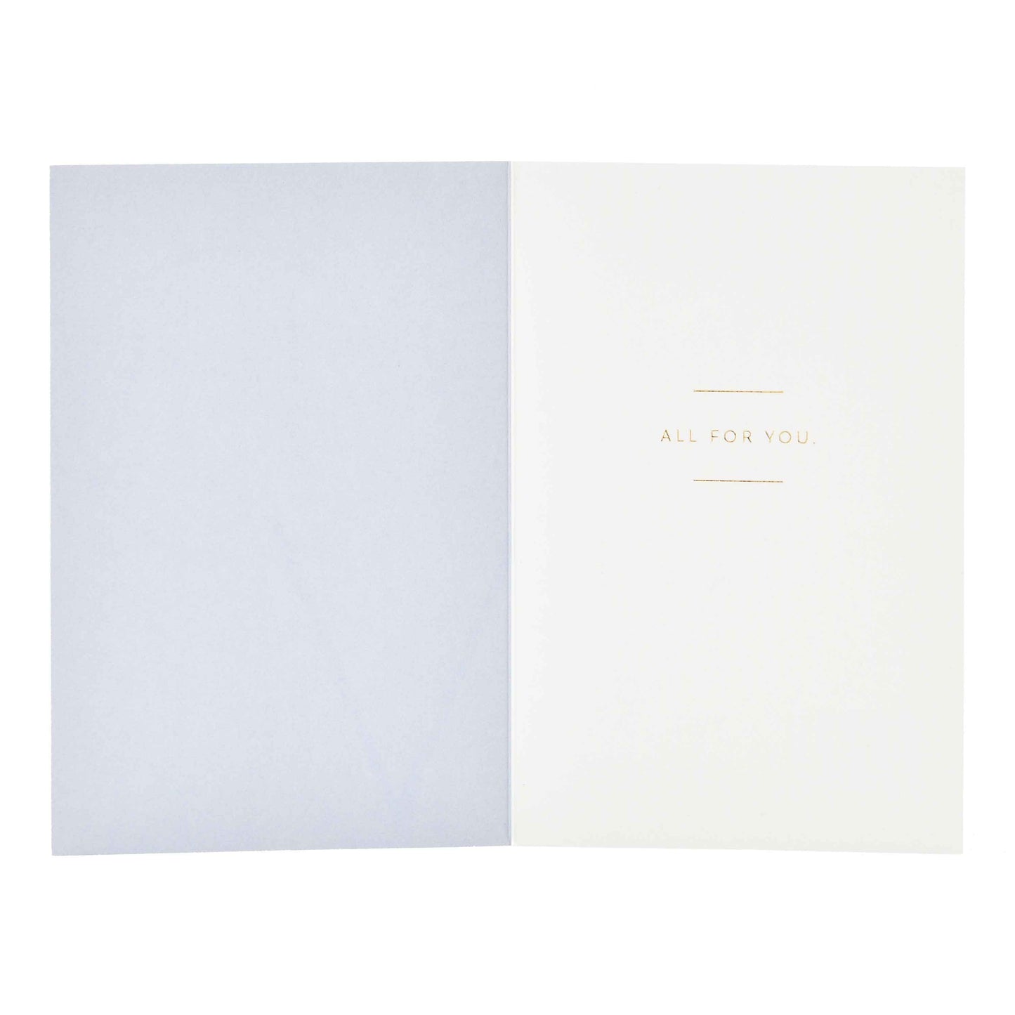 Signature Studio Love Greeting Card - All My Love, interior view with gold foil text "ALL FOR YOU" on white background.